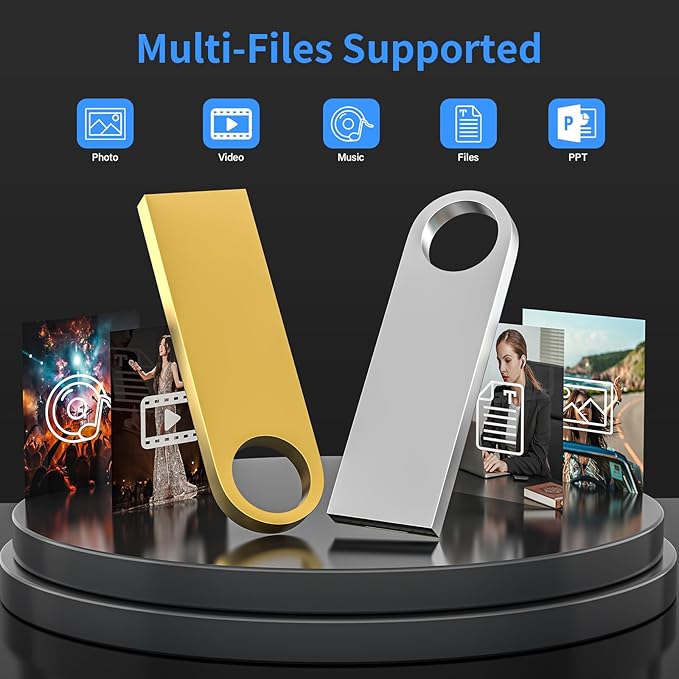 8GB USB Flash Drive 2 Pack with Keychains, Wooolken Sleek Metal USB 2.0 Thumb Drives Memory Stick for PC Laptop Computer