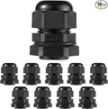 PENGLIN Cable Glands 1/2" NPT Nylon Cable Connector, Strain Relief Cord Connector, IP68 Waterproof Adjustable Locknut(1/2 Inch (10-Pack))