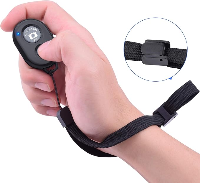 Wireless Camera Remote Shutter for Smartphones (2 Pack), Zttopo Wireless Phone Camera Remote Control Compatible with iPhone/Android Cell Phone - Wrist Strap Included Black&Blue