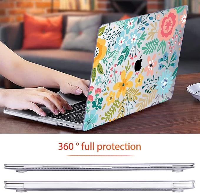 Mektron for MacBook Air 13 Case A1466/A1369 (2010-2017 Release), Snap-on Plastic Hard Shell Cover for MacBook Air 13.3 inch with Keyboard Cover,Garden Flowers