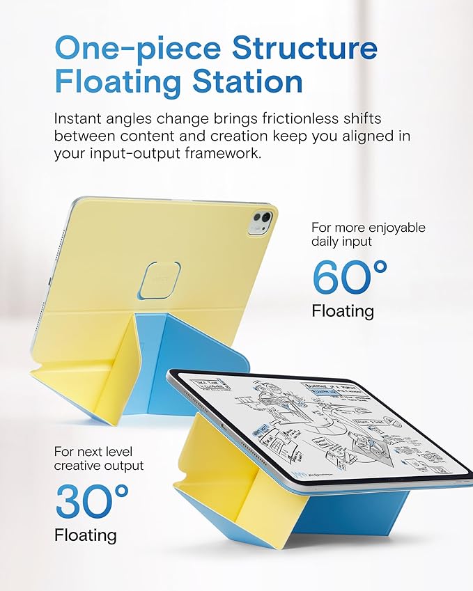 MOFT Dynamic Folio Case for iPad Pro 13 Inch (M4) 2024, Silm Magnetic Stand Case with 20+ Viewing Angles, Auto Wake/Sleep, Ultra Thin, Panna Cotta x Faded Jeans