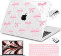 Teryeefi Compatible for MacBook Air 13.6 inch Case 2024-2022 Release Model A3240 A3113 A2681, Protective Plastic Hard Shell Case Cover for MacBook Air M2 M3 M4 13 inch, Pink Ribbon Bows-106