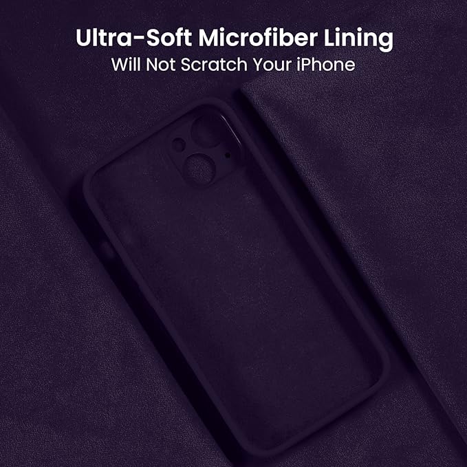 FireNova Designed for iPhone 13 Case, Silicone Upgraded [Camera Protection] Phone Case with [2 Screen Protectors], Soft Anti-Scratch Microfiber Lining Inside, 6.1 inch, Purple