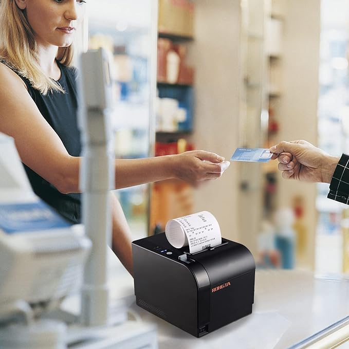 Rongta Thermal Receipt Printer, 80mm Receipt Printers, Thermal Pos Printer with Auto Cutter Support Cash Drawer,USB Serial Ethernet Support ESC/POS, Compatible with Windows/Mac/Linux