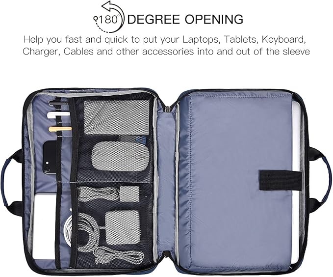 15.6 Inch Laptop Sleeve Bag, Waterproof Men Women TSA Case for Macbook Pro 16 M4 M3 M2 M1, Acer Aspire E15/Predator, Lenovo Ideapad 1 15.6, HP Envy/Victus 15.6, ASUS Dell 15 Case, Navy Blue