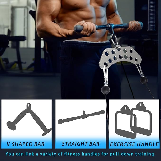 Double to Single Adaptor Plate for Cable Pulley Machines Durable Solid Stainless Steel with 3 Carabiners Suitable for Dual Cable Machines LAT Pulldown, Shoulder & Biceps Exercises