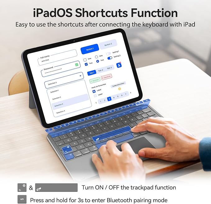 Touch iPad 10th Generation Case with Keyboard (10.9", 2022) & iPad 11th (A16, 2025): Magnetic Split Stand Case, Multi-Touch Trackpad, Rechargeable Wireless Keyboard Folio with Backlit Keys, Gray