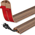 Floor Cord Cover for Wires on Floor Self Adhesive Cord Hider Floor Cable Management Wire Covers for Cords Protector Prevent Cable Trips Cord Cavity W 0.32" x H 0.32", Misty Brown Wood, 10Ft