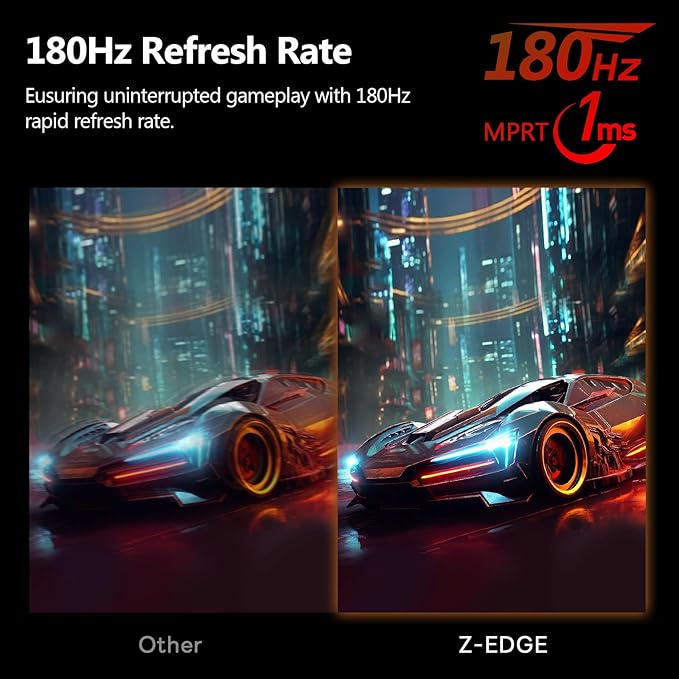 Z-Edge UG24 24-inch Curved Gaming Monitor 180Hz Refresh Rate, 1ms MPRT, FHD 1080 Gaming Monitor, R1650 Curved
