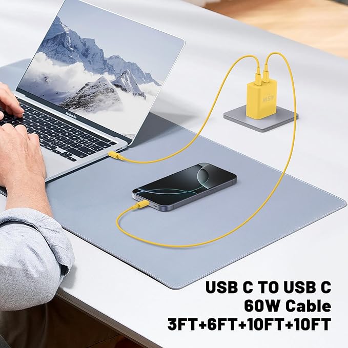 Super Fast Samsung Charger Type C,45W Dual Port USB C Fast Charger Block [2-Pack] & Extra Long 60W 3/6/6/10FT USB C Cable - PD Quick Charging 3.0 for Samsung Galaxy S25 Ultra/S24+/S23 iPhone 16