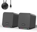 Computer Speakers,with 7 Colorful RGB Lights, Headphone Jack, Enhanced Bass and Volume Control, PC Speakers USB Powered Gaming Speakers for Laptop Monitor PC Tablet Phone