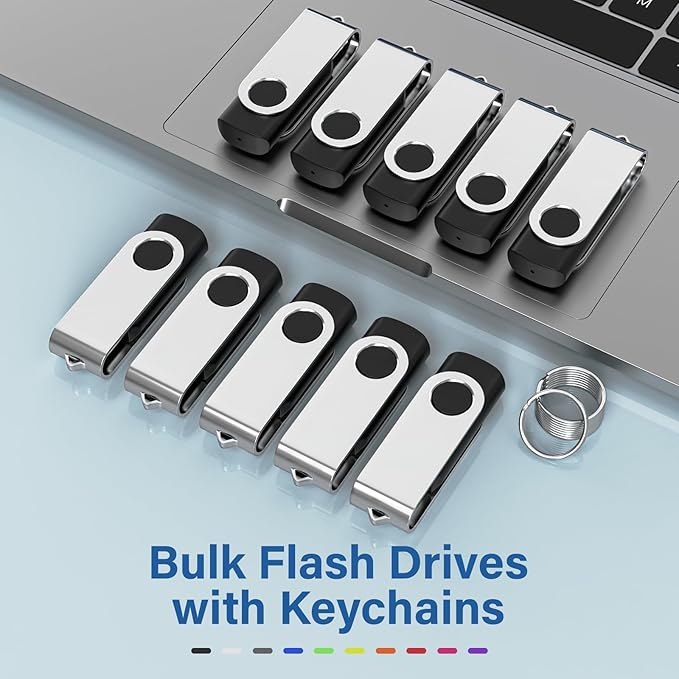 USB Flash Drives 1GB 20 Pack, Wooolken USB 2.0 Thumb Drives with Keychains Memory Stick USB Drive Pendrive for PC Laptop Computer (Black)