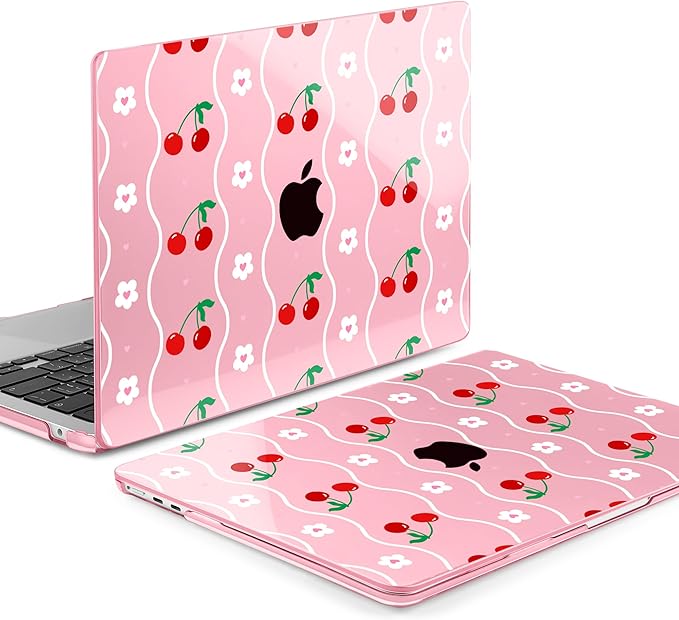 MEEgoodo Case for M4/M3/M2 MacBook Air 13.6 inch Case 2025 2024 2022, Fit Model A3240/A3113/A2681, Laptop Hard Shell with Keyboard Cover Compatible with MacBook Air 13 inch, Sweet Cherries