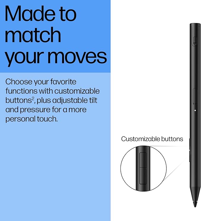 HP 700 Rechargeable Multi Pen Compatible Across Devices/Protocols USBC Charging, Long Battery Life, LED Indicator Customizable Buttons Adjustable Tilt & Pressure Thoughtfully Designed