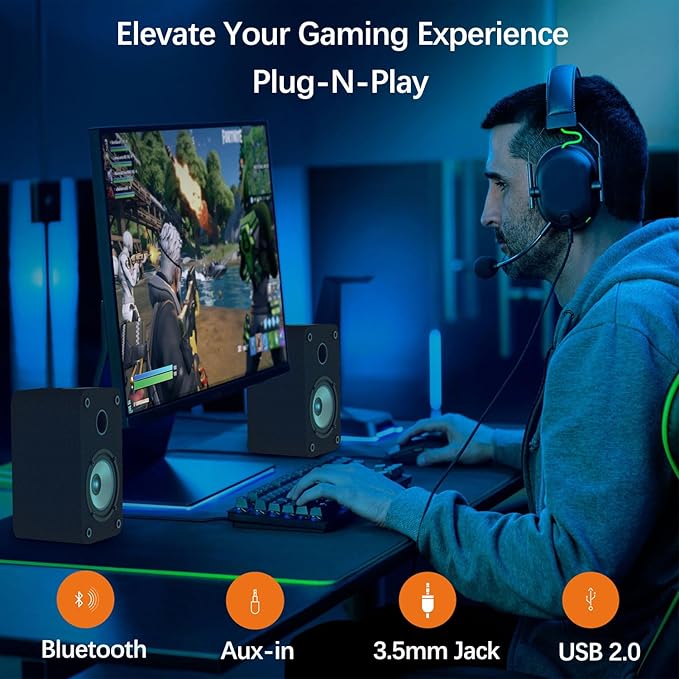 LONPOO Blueooth Computer Speakers for Desktop PC and Laptop, Plug-N-Play, 30W RMS Active Bookshelf Speaker with 3-Inch Full Range Speaker,Support USB Playback,Aux-in and 3.5mm Earphone Port