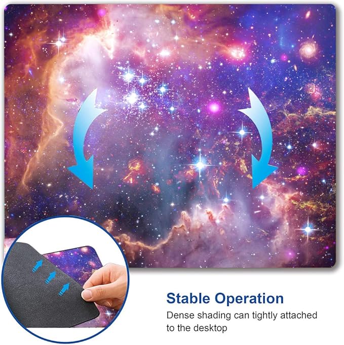 Bright Star Galaxy Mouse Pad - Space Gaming Mat, Non-Slip Waterproof Square, 9.5x7.9x0.12 Inch