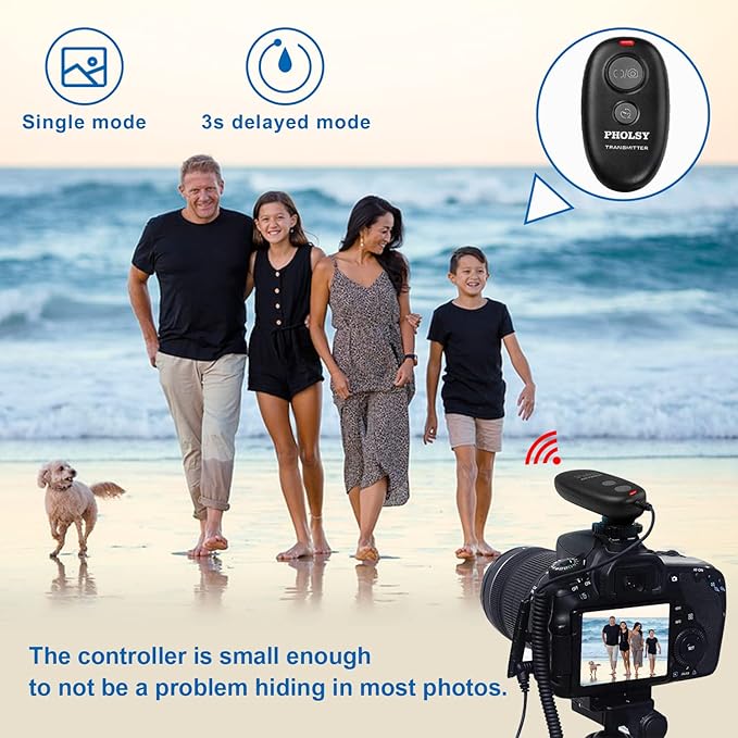 PHOLSY for Nikon remote shutter release N8 Camera Remote Control for Nikon Z8 Z9 D3 D4 D5 D6 D800 D850 D810 D700 D500 D300 D200 F6 F100 F5 F90 N90s D1X D2H D3X Fuji S5 S3 Pro Replaces Nikon MC-36A