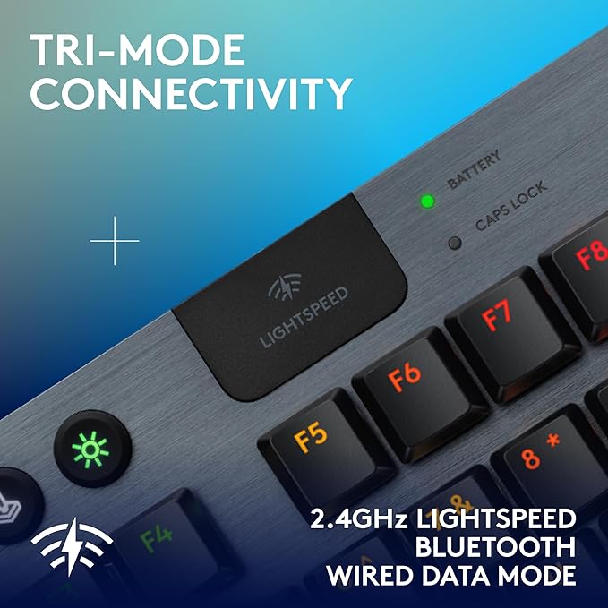 Logitech G915 X Lightspeed TKL Wireless Mechanical Gaming Keyboard, Double-Shot PBT Keycaps, Fully Programmable Keys, RGB Backlit Mac/PC Gaming Keyboards, Aluminum Finish, GL Tactile Switches, Black
