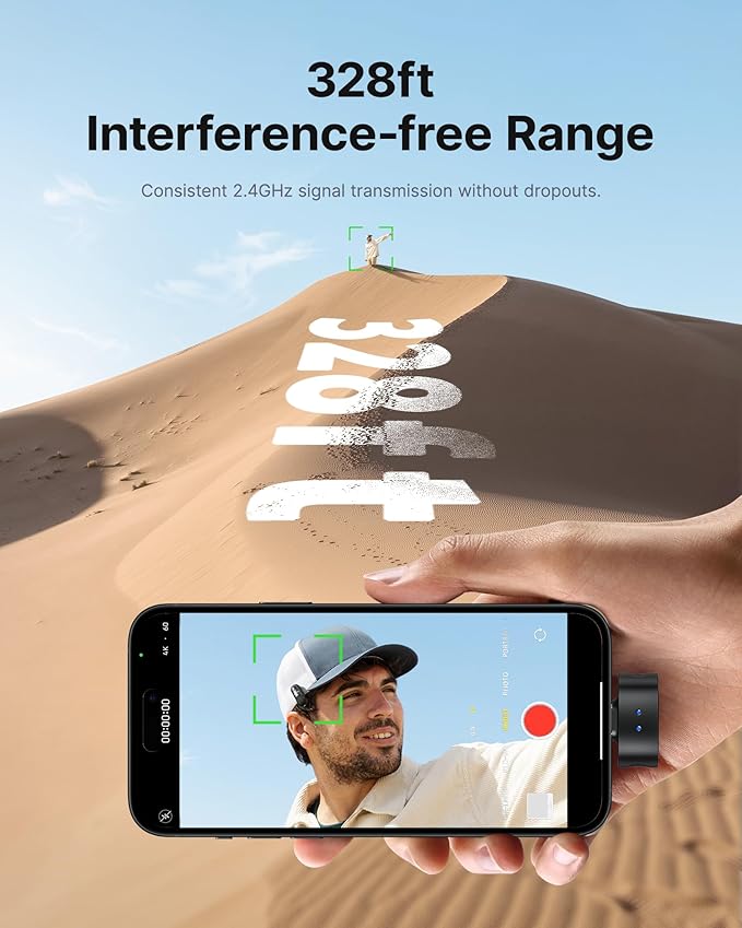 BOYA Magic Wireless Mini Microphones for iPhone/Android/PC/Camera, 4 Form-in-1 Mic, 7g Lightweight,AI Noise Reduction, 48kHz/24bit,APP Control, 328ft Range,Microphone for Recording(Stand not included)