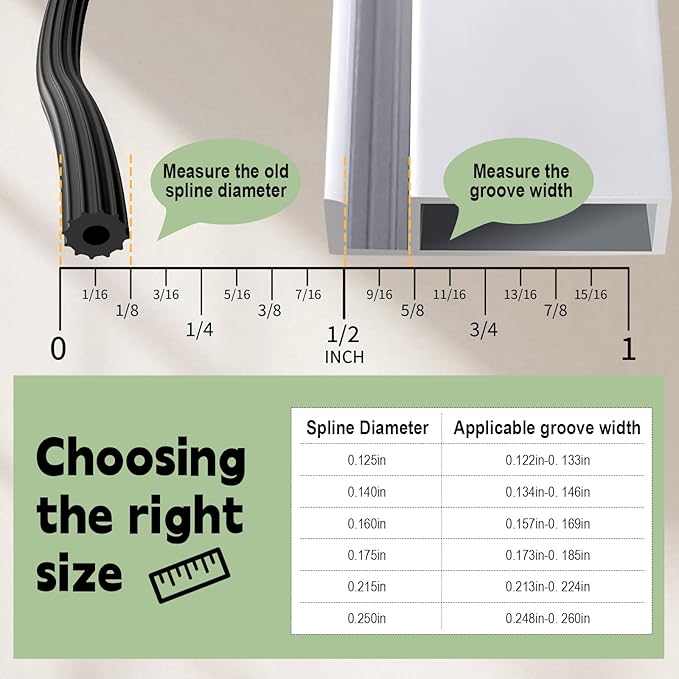 [Patio Door Specialty] FLYZZZ Screen Spline 0.20", 25 ft | for Extra Wide Channels on Sliding Screen Doors ONLY | NOT for Standard Windows