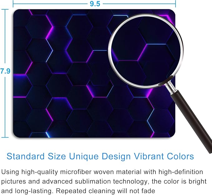 Purple Abstract Art Mouse Pad Personalized Design Computer Laptop Non-Slip Rubber Mouse Pad 9.5x7.9 Inch