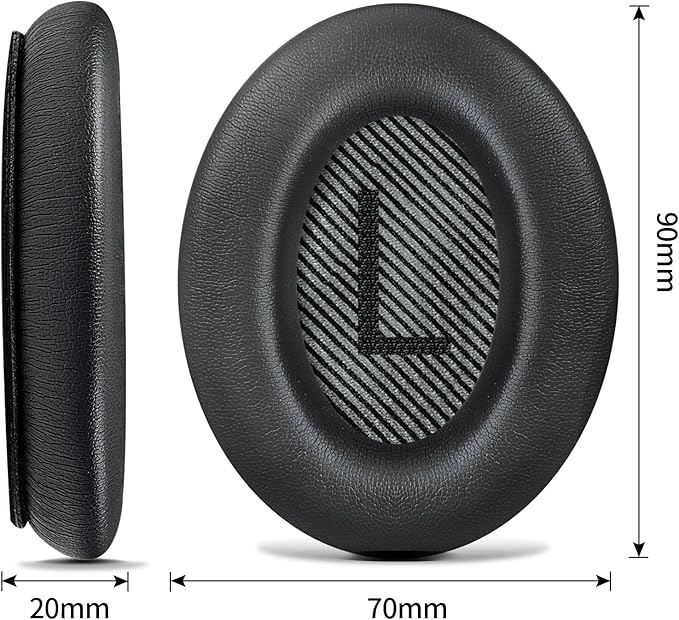 Headphones Replacement Ear Pads, Protein Leather earpad Cushions for Bose Quiet Comfort QC35 Headphones, Replacement Earpads, Softer Memory Foam - Black