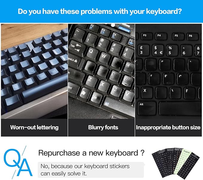 2PCS Korean Keyboard Stickers, Korean-English Keyboard Letters Replacement Sticker White Font on Black Background for Computer Laptop Notebook Desktop, Matte Keyboard Alphabet Stickers