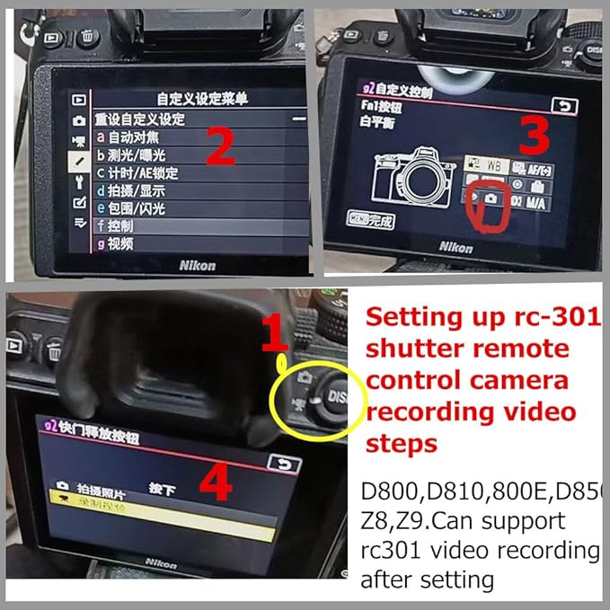 RC301-DC0/MC-30 30CM for Nikon Video Cable z8 z9 d850 d800 Remote Camera Small Shutter Release Remote Control 196.8 "Extended Cable Remote Wired Button d5 d810 d800e (RC301-DC0 NK 11.8in/30cm)