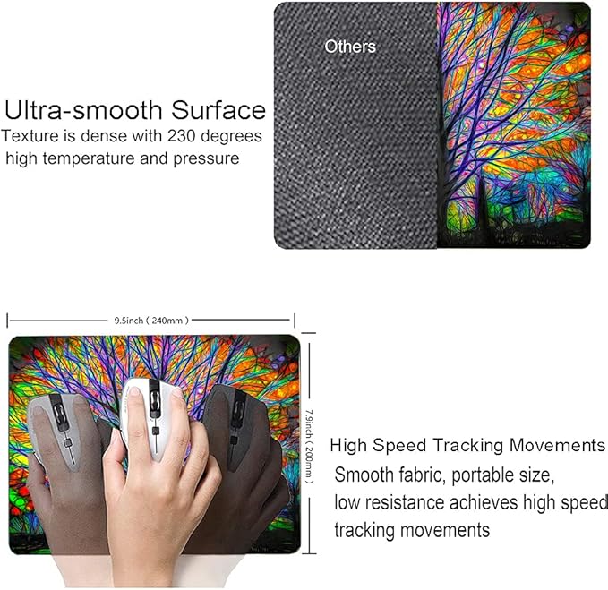 Spring Life Tree Custom Design Square Waterproof Non-Slip Rubber Base Mouse Pad for Office Laptop, 9.5"x7.9"x0.12" Inch