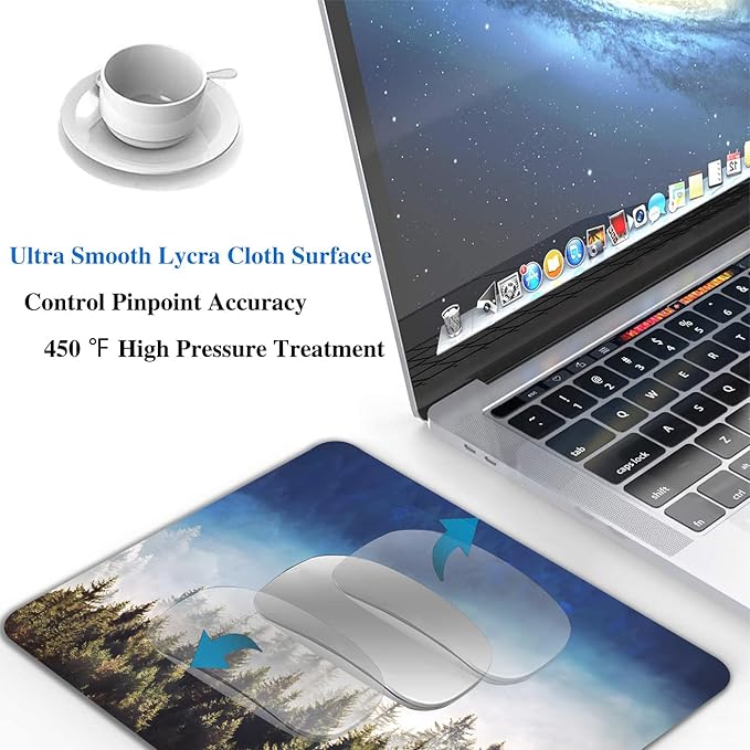 Natural Misty Forest Mouse Pads for Desk, Portable Wireless Computer Mouse pad Small Design with Women, Non-Slip Rubber Base Laptop Mousepad 9.5" x 7.9" Smooth Surface for Office & Travel