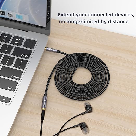 8FT 3.5mm Aux Jack Audio Extension Cable,Male to Female,TRS Headphone Extension Cable Compatible with Heaphone, MP3 Players iPhone iPad Tablets Media Player