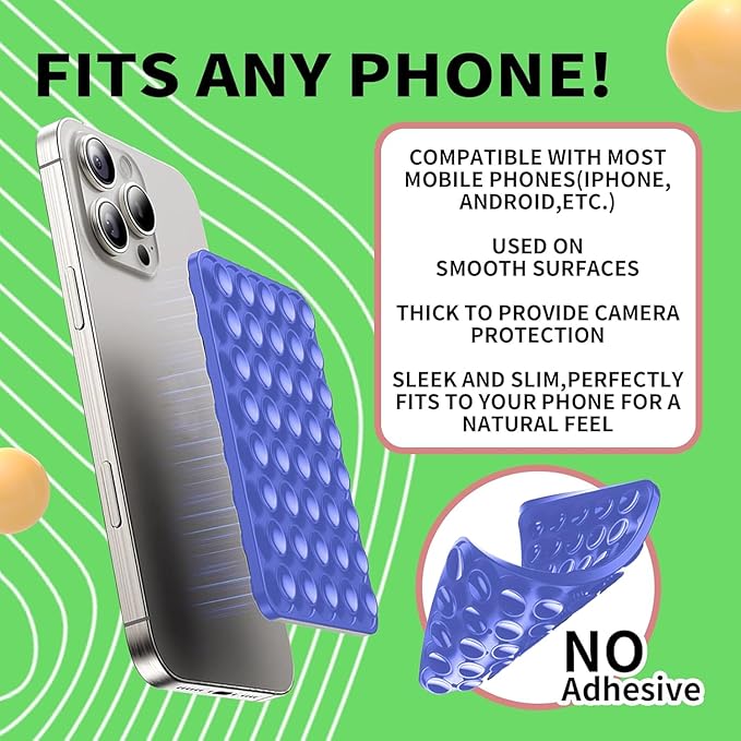 Silicone Double Octo Buddy-Sided Suction Phone Grip Detachable Mount - Car Dashboard/Shower Phone Holder, Hands-Free For Selfies & Videos, TikTok/ASMR/Yoga - iphone & Android Compatible (Dark blue)