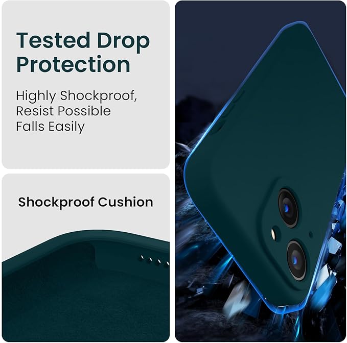FireNova Designed for iPhone 15 Plus Case, Silicone [Camera Protection] Case with [2 Screen Protectors], Soft Anti-Scratch Microfiber Lining Inside, 6.7 inch, Teal