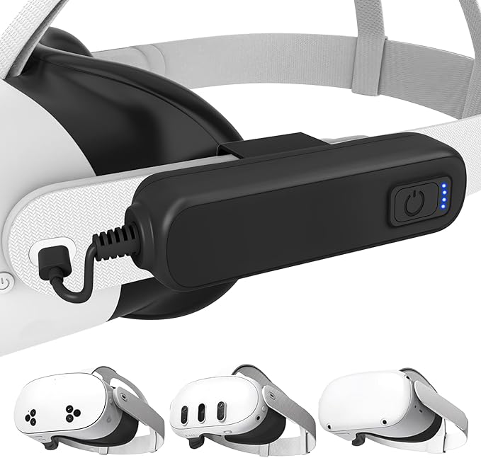 Battery Pack for Meta/Oculus Quest 3S/3/2,5000mAh Battery VR Charger, Extend 2-4 Hours Playtime, Lightweight Fast Charging VR Headset Safe Power Bank for Meta Quest 3S/3/2 Accessories
