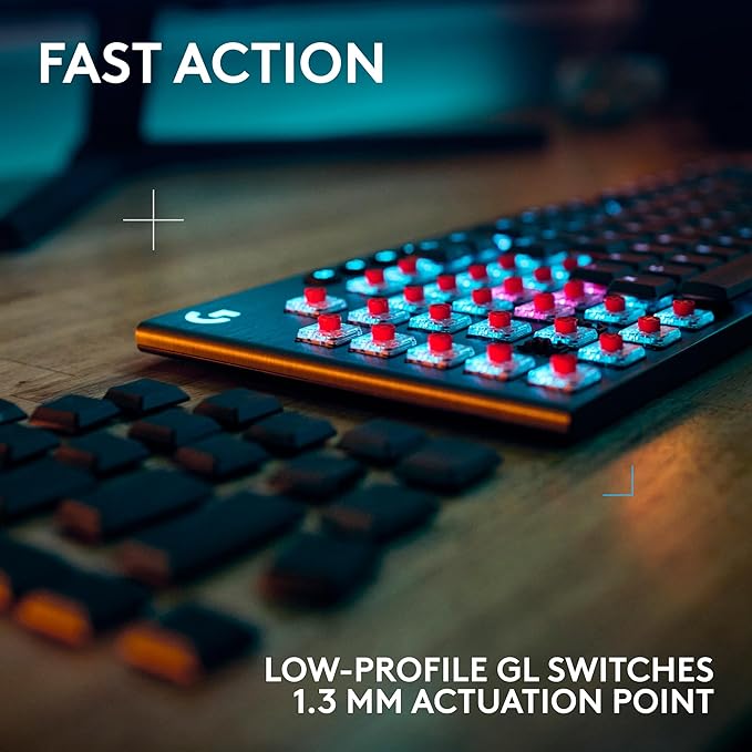 Logitech G915 X Lightspeed Wireless Mechanical Gaming Keyboard, Double-Shot PBT Keycaps, Fully Programmable Keys, RGB Backlit Mac/PC Gaming Keyboards, Aluminum Finish, GL Clicky Switches, Black