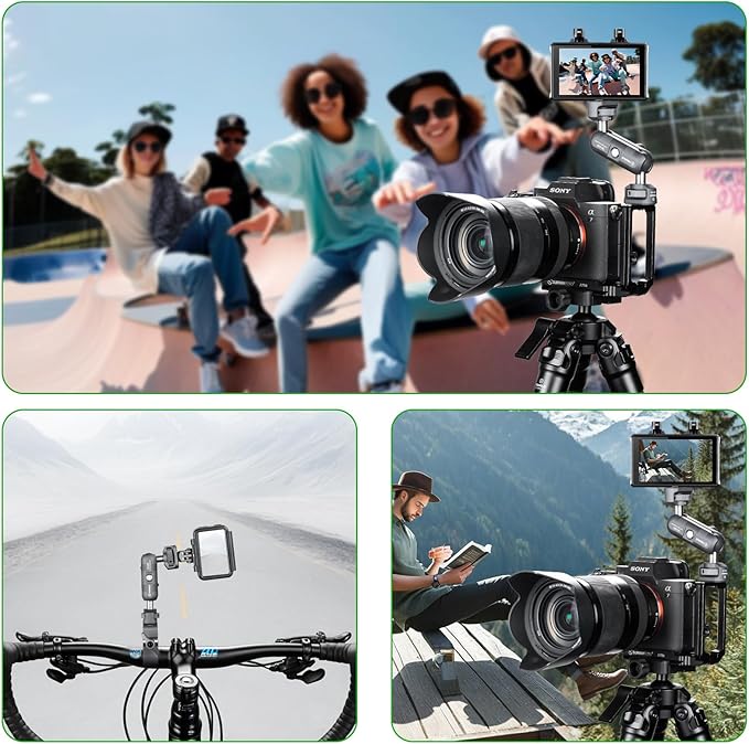 FANAUE Mini Articulating Arm Mount Camera Accessories Compatible with 1/4"-20 to 1/4"-20 Connectors (with Locating Pins) Aluminum-Built Arm Offers Flexibility Connectors