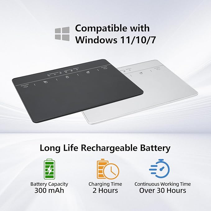 MICROPACK Digitally Yours Wired Trackpad for Windows 7/10/11, USB Trackpad with Multi-Touch Gestures, Plug-and-Play USB Touch Pad Mouse Pad Large for PC Computers & Laptops, Silver