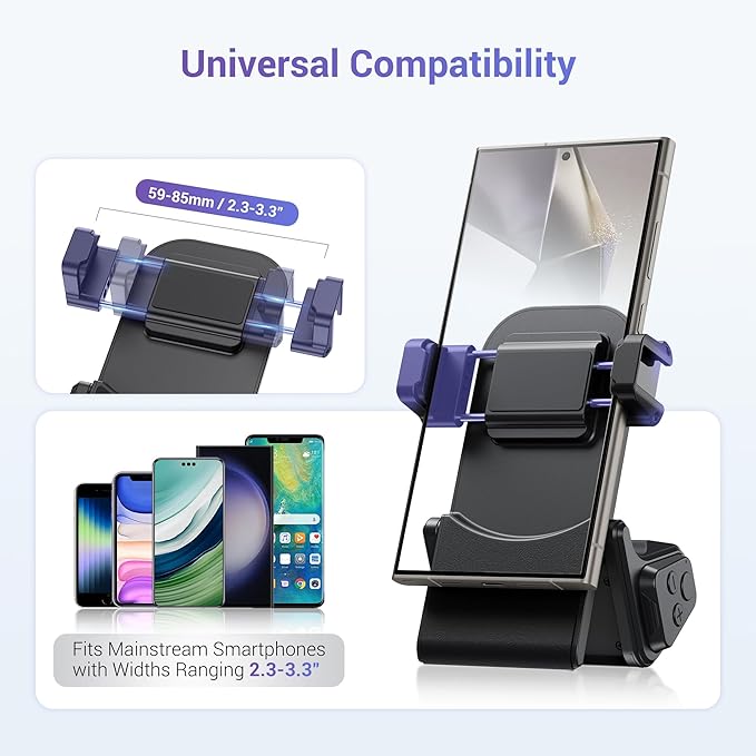KIWIFOTOS Universal Phone Camera Grip Phone Tripod Mount with Remote Control & Cold Shoe Adapter for iPhone 16 Pro Max Samsung Travel Selfie Vlog Video Shooting Camera Grip