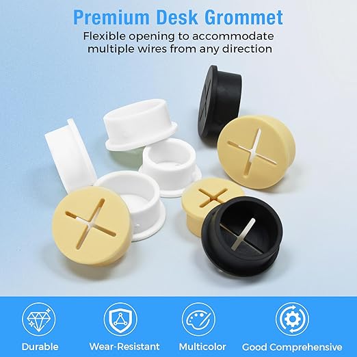 Desk Grommet, 3/4 in 20 mm Silicone Rubber Grommets, Yellow Desk Hole Cover for Cables, Flexible Wall Cord Pass Through Grommet for Office Table Computer Home Furniture Wire Organizer-8 Pcs