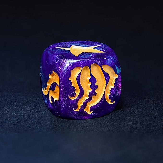 Cthulhu Tentacle Dice Set – 10 x D6 (16mm) Eldritch Horror Dice | Golden Elder Sign | Lovecraftian Resin Dice for DND, Warhammer, Call of Cthulhu & TTRPG