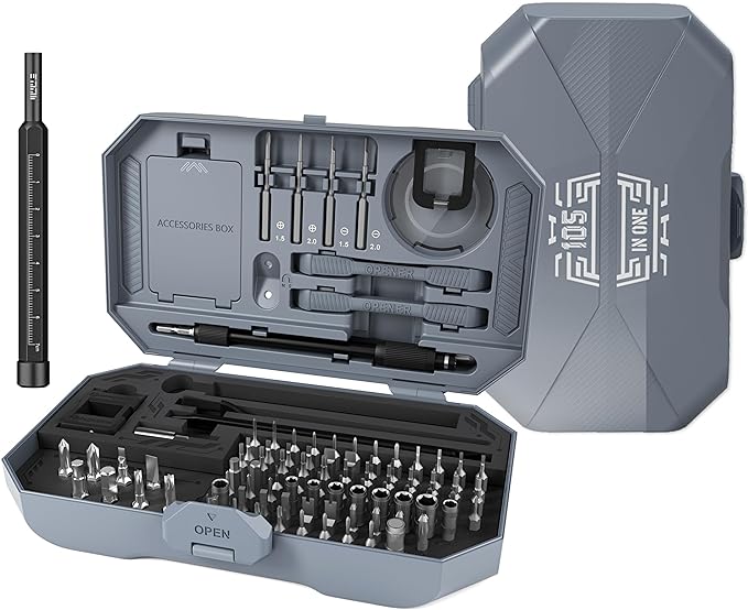 Compact Screwdriver Set, JAKEMY 105 in 1 Precison Mini Screwdriver Kit with Opening Pry Tool for Laptop, Computer, MacBook, Phone, Watch, Eyeglasses, Xbox, Modding, DIY