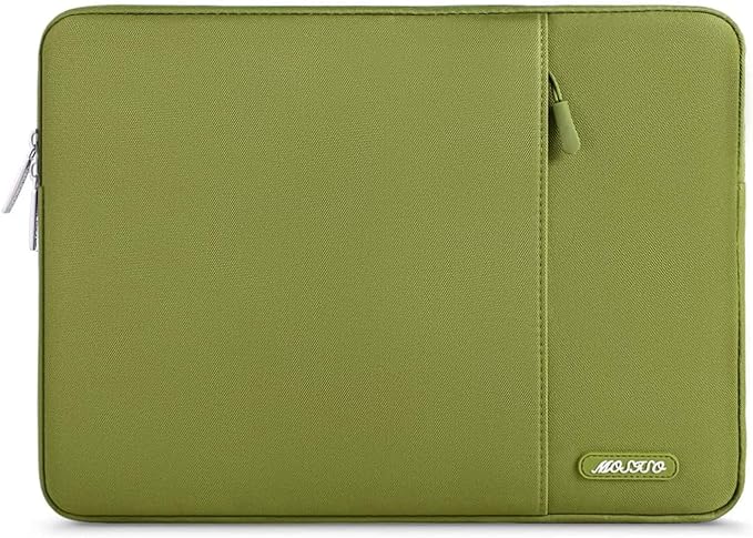 MOSISO Laptop Case 13.3 inch, 13-13.3 inch Laptop Sleeve Compatible with MacBook Air/Pro 13 / Pro 14, HP Dell ASUS Lenovo Notebook, Polyester Vertical Computer Sleeve Bag with Pocket, Chartreuse