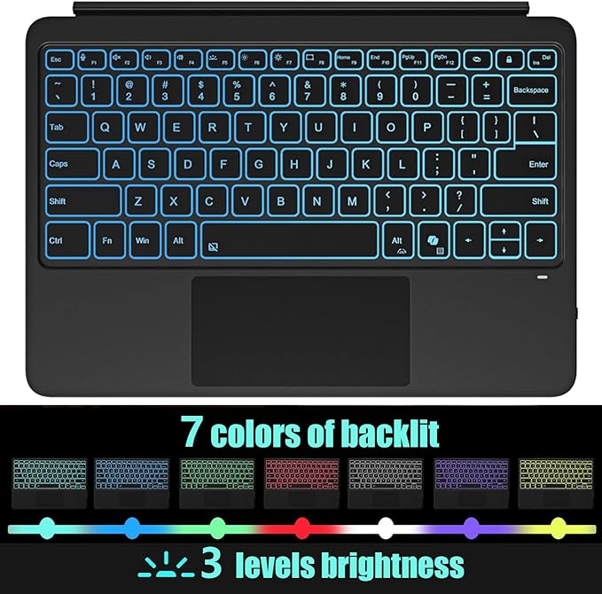 Magnetic Bluetooth Keyboard Cover for Surface Pro 12" 1st 12 inch Laptop Released in 2025 with Backlit (Black)