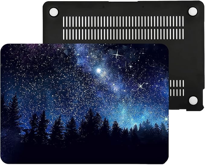 Compatible with MacBook Air 13 Inch Case 2017 2016 2015 2014 2013 2012 2011 2010 Release A1466/A1369, Plastic Hard Shell Case & Keyboard Cover & Screen Protector - Forest Night Sky