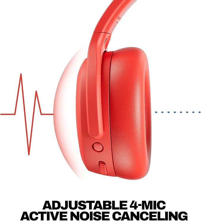 Skullcandy Crusher ANC 2 Wireless Over-Ear Bluetooth Headphones with Multi-Sensory Bass, Active Noise Cancelling, Up to 60 Hours Battery, Microphone for iPhone Android - Plasma
