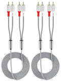 2 Pack 2RCA to 2RCA Cable 2 RCA Male Hi-Fi Systems Audio Stereo Subwoofer Cable Nylon-Braided Auxiliary Audio Cord for Home Theater HDTV Amplifiers Hi-Fi Systems Speakers and etc 6.6Ft Silver