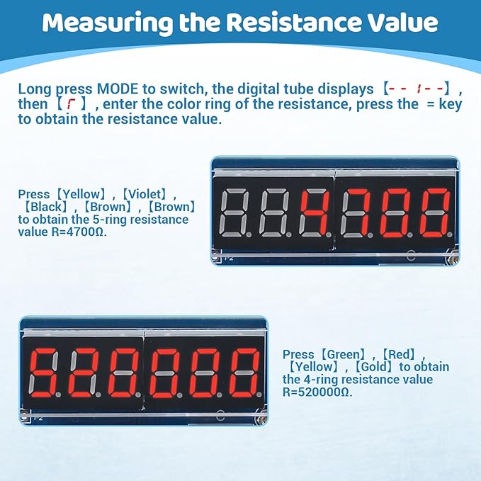 MiOYOOW 6-Digit DIY Calculator Kit, USB/Battery Powered Calculator Soldering Practice Kit with Resistance Value Measurement, Practical Electronics Projects for School Learning and Home Office Use