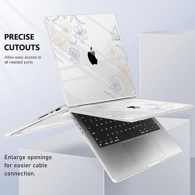 for MacBook Pro 16 inch Case 2021 2022 2023 2024 Release A3186 A3403 M4 A2991 M3 A2780 M2 A2485 M1 Pro/Max, Hard Shell Case with Screen Protector & Keyboard Cover, Floral