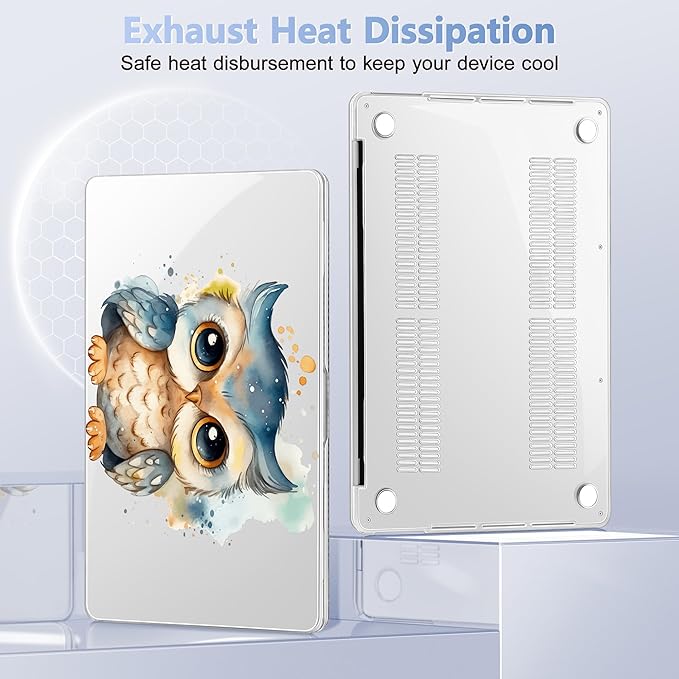 for MacBook Pro 16 inch Case 2019 2020 Release Model A2141, Plastic Hard Shell Cover with Keyboard Cover for MacBook Pro 16 inch with Touch Bar & Touch ID - Cute owl