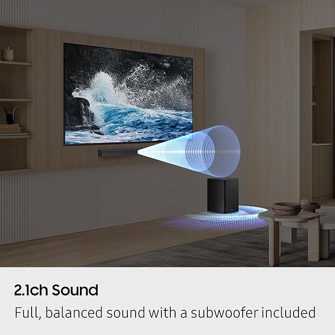 Samsung B-Series Soundbar HW-B550F 2.1 ch DTS Virtual:X Soundbar with Subwoofer (2025 Model) Voice Enhance Mode, Bass Boost, Adaptive Sound